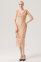 Load image into Gallery viewer, Sparkly Black Flapper Dress With Fringes