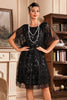 Load image into Gallery viewer, Batwing Sleeves Black Sequins 1920s Dress