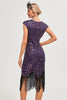 Load image into Gallery viewer, Sparkly Black Beaded Fringed 1920s Gatsby Dress