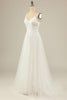 Load image into Gallery viewer, A Line Spaghetti Straps White Tulle Wedding Dress