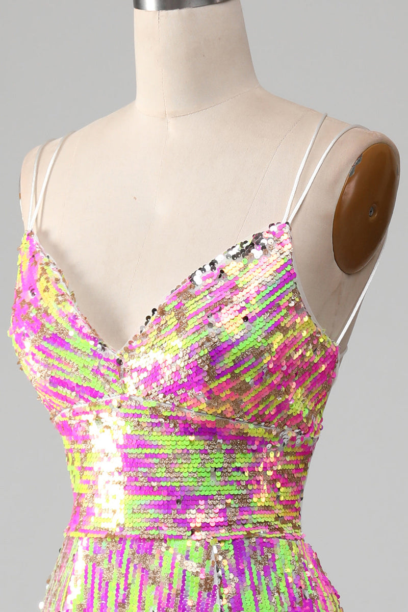 Load image into Gallery viewer, Hot Pink Sparkly Mermaid Formal Dress with Slit