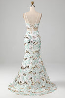 Load image into Gallery viewer, White Two-Piece Sparkly Mermaid Formal Dress with Slit