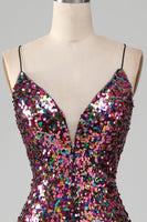 Load image into Gallery viewer, Purple Mermaid Sparkly Formal Dress with Slit