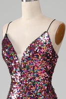 Load image into Gallery viewer, Purple Mermaid Sparkly Formal Dress with Slit