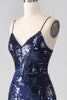 Load image into Gallery viewer, Shimmering Sequin Mermaid Spaghetti Strap Formal Dress with Slit