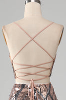 Load image into Gallery viewer, Sparkly Two-piece Sheath Formal Dress with Fringes