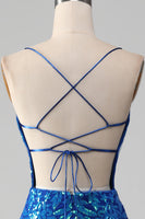 Load image into Gallery viewer, Royal Blue Mermaid Sparkly Formal Dress with Slit