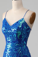 Load image into Gallery viewer, Royal Blue Mermaid Sparkly Formal Dress with Slit