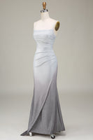 Load image into Gallery viewer, Grey Mermiad Sparkly Formal Dress with Pleated