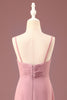 Load image into Gallery viewer, Dusty Rose Spaghetti Straps A-line Chiffon Long Junior Bridesmaid Dress