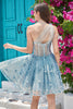 Load image into Gallery viewer, One Shoulder A Line Corset Short Formal Dress with Beading