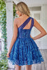 Load image into Gallery viewer, One Shoulder A Line Corset Short Formal Dress with Beading