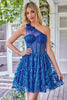 Load image into Gallery viewer, One Shoulder A Line Corset Short Formal Dress with Beading