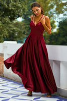 Load image into Gallery viewer, Burgundy Satin Long Dress