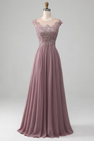 Load image into Gallery viewer, A-Line Beaded Blush Formal Dress