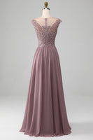 Load image into Gallery viewer, A-Line Beaded Blush Formal Dress
