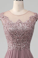 Load image into Gallery viewer, A-Line Beaded Blush Formal Dress
