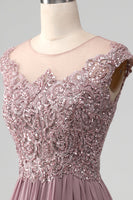 Load image into Gallery viewer, A-Line Beaded Blush Formal Dress