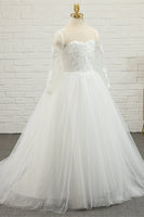 Load image into Gallery viewer, Ivory Tulle Long Flower Girl Dress with Lace
