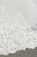 Load image into Gallery viewer, Ivory Tulle Long Flower Girl Dress with Lace