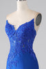 Load image into Gallery viewer, Royal Blue Mermaid Strapless Long Beaded Formal Dress With Appliques