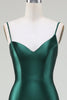 Load image into Gallery viewer, Dark Green Mermaid Spaghetti Straps Sweep Train Formal Dress
