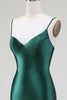 Load image into Gallery viewer, Dark Green Mermaid Spaghetti Straps Sweep Train Formal Dress