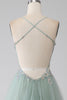 Load image into Gallery viewer, A-Line Beaded Light Green Long Formal Dress with Slit