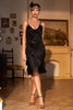 Load image into Gallery viewer, Black Roaring 20s Gatsby Fringed Flapper Dress