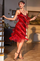 Load image into Gallery viewer, Black Roaring 20s Gatsby Fringed Flapper Dress
