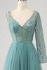 Load image into Gallery viewer, Grey Green A-Line Sparkly Sequin Long Corset Formal Dress