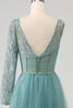 Load image into Gallery viewer, Grey Green A-Line Sparkly Sequin Long Corset Formal Dress