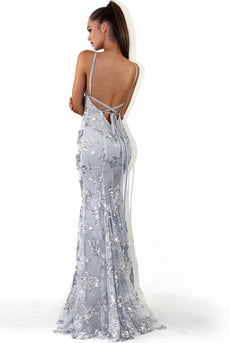 Beaded Backless Spaghetti Straps Formal Dress