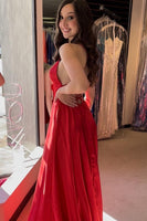 Load image into Gallery viewer, Royal Blue Halter Backless A Line Formal Dress