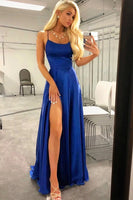 Load image into Gallery viewer, Royal Blue Halter Backless A Line Formal Dress