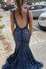 Load image into Gallery viewer, Fuchsia Deep V Neck Sequin Mermaid Formal Dress