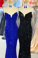 Load image into Gallery viewer, Strapless Sequins Black Mermaid Formal Dress