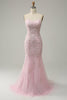 Load image into Gallery viewer, Pink Mermaid Long Formal Dress with Appliques