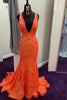 Load image into Gallery viewer, Light Purple Deep V Neck Sequin Mermaid Formal Dress