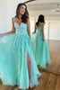 Load image into Gallery viewer, Light Green Off the Shoulder Formal Dress with Appliques