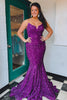 Load image into Gallery viewer, Sparkly Dark Green Sequins Mermaid Sweetheart Long Formal Dress