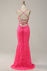 Load image into Gallery viewer, Sparkly Mermaid Backless Hot Pink Sequins Long Formal Dress