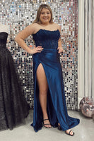 Load image into Gallery viewer, Sparkly Red Sheath Corset Long Formal Dress with Lace