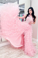 Load image into Gallery viewer, Red One Shoulder Corset Tiered Long Formal Dress with Ruffles