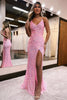 Load image into Gallery viewer, Sparkly Red Sequins Lace-Up Back Mermaid Long Formal Dress with Slit