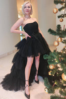 Load image into Gallery viewer, Stylish High Low Strapless Fuchsia Formal Dress with Ruffles