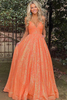 Load image into Gallery viewer, Sparkly Hot Pink Sequins A-Line Long Formal Dress