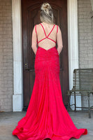 Load image into Gallery viewer, Lavender Rhinestone Spaghetti Straps Mermaid Formal Dress