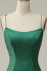 Load image into Gallery viewer, Mermaid Spaghettti Straps Dark Green Sequins Long Formal Dress with Split Front