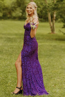 Load image into Gallery viewer, Black Sequined Spaghetti Straps Formal Dress